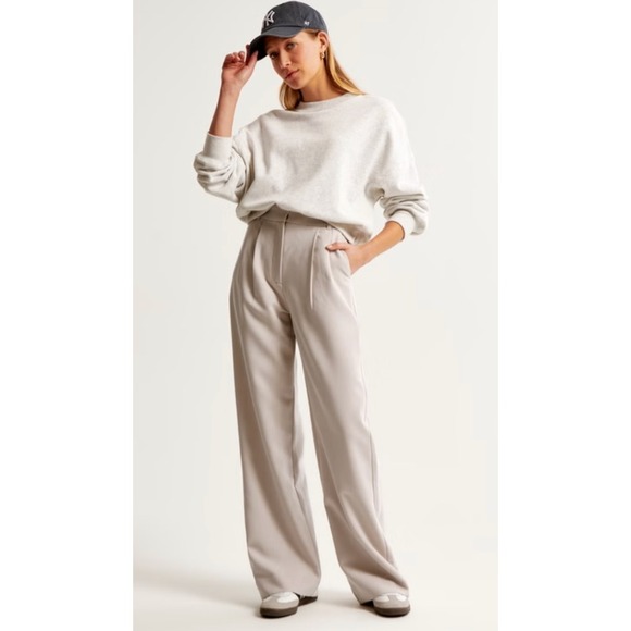 Abercrombie & Fitch Pants - Abercrombie & Fitch Sloane Tailored Pleated Wide Leg Pants Taupe Brown Small NWT